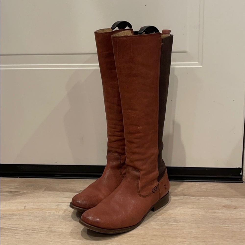 Frye pull on knee high boots
